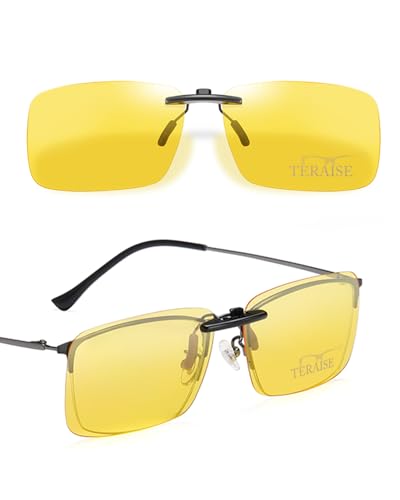 TERAISE Polarisé Vision Nocturne Clip Lunettes De Soleil Anti - Éblouissement Uv400 Pour Les Hommes Femmes Conduite Voyage Outdoor Sports (Jaune)