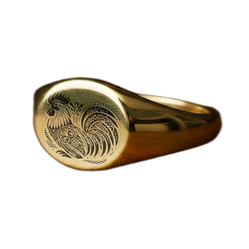Bague chevalière ronde en argent 925 doré de qualité fait main