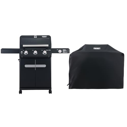 Image of Monument Grills Mesa Series, Outdoor Barbecue Stainless Steel 3 Burner Propane Gas Grill, 48,000 BTU Patio Garden Grill with Side Burner and Knob Controls, Mesa325 with BBQ Cover