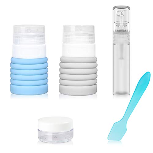 Portable Travel Bottles Set, 3oz Silicone Travel Size Toiletries Containers, Leakproof, Foldable, Squeezable, Refillable, TSA Carry On for Shampoo Lotion Soap cosmetic (Pack of 2)