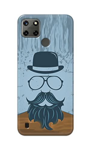 Image of PRINTFIDAA Mustache Beard and Hairstyle Hipster in Glasses Printed Designer Hard Case for Realme C21Y / C25Y Back Cover -(e) RPM1002