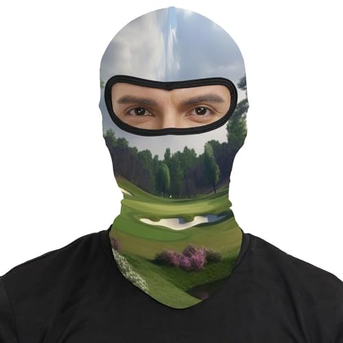 Balaclava para hombre y mujer con diseño impreso para golf, motocicleta, máscara completa para cabeza, calentador de cuello y gorro miniatura 2