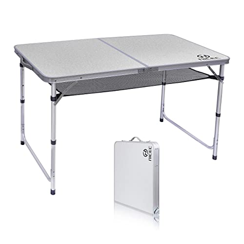 Nice C Card Table, Folding Picnic Table, Small Table, Adjustable Height Folding Table, Camping, Outdoor, Portable Lightweight Aluminum, With Carry Handle For Beach, Indoor, Office (Large) #TOP3