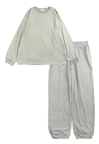 レディース 綿混 無地 スウェットスーツ ルームウエア パジャマ 2786 (JP, アルファベット, 3L, ミント)