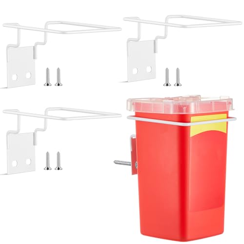 Teenyyou 4 Set Wall Mount Sharps Container Mounting Bracket for 1 Quart 8702 8702T 8721 Stackable Sharps Container (White)