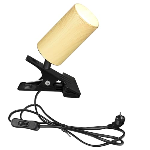 FSLiving Lampada a morsetto industriale con 1,8 cavo interruttore, clip regolabile su lampada da lettura, lampada da comodino con braccio flessibile per scrivania, comodino, scaffalatura -BD3029-DL