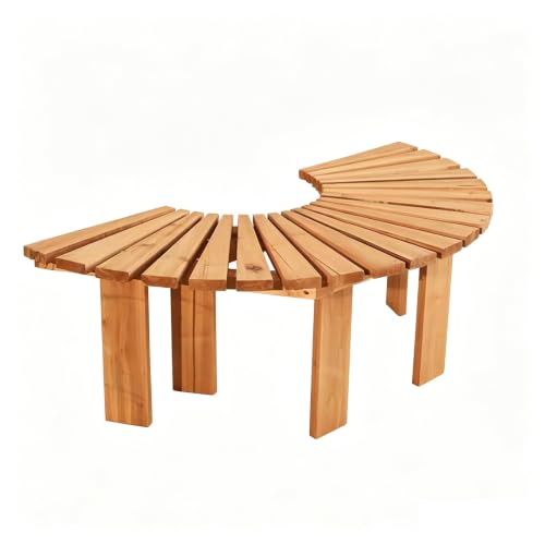 Banco de árbol al aire libre semicircular de madera de patio 3
