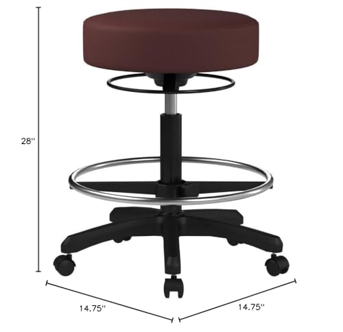 Image of Perch Life Height Adjustable Stool with Foot Ring | Medium Bench Height 20.5-28 inch | Burgundy Vinyl