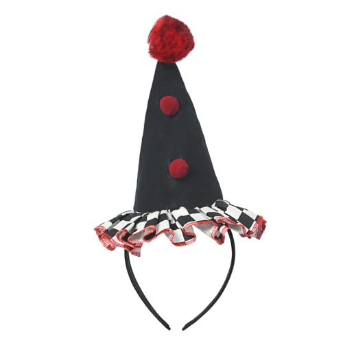 UniqKaliber Clown Hat Headband Black White Jester Headwear Party Carnival Halloween Costume Accessories