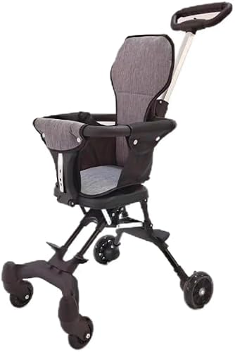 Multifunctional 3-in-1 Baby Carriage Stroller with Push Handle, Compact Folding Design, Grey