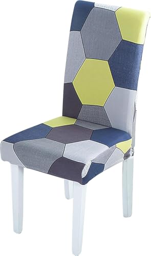 Image of Styleys Chair Covers for Dining Room, Stretch Dining Chair Cover, Washable Spandex Kitchen Chair Slipcovers (Set of 1, Multi Hexagon Pattern, SD3225)