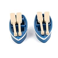 zalati Mini-Fischerboot mit Ruder, 2 Miniatur-Micro-Landschaftsboote mit Paddeln, Ornamente für Spielzeughaus, Pool, Gebäudedekoration