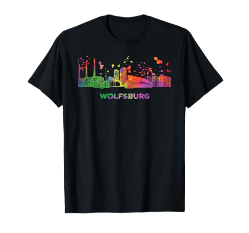 Wolfsburger Skyline Colorido Paisaje Urbano Wolfsburg Camiseta