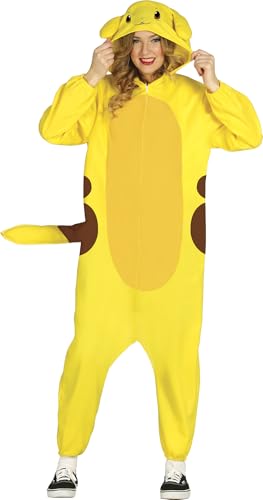 FIESTAS GUIRCA | Disfraz de Chinchilla Eléctrica (42-44/L) - Capucha, Cola y Mono - Disfraces de Videojuegos o Animales para Fiestas y Eventos - Ideal para Adultos - Amarillo y Marrón