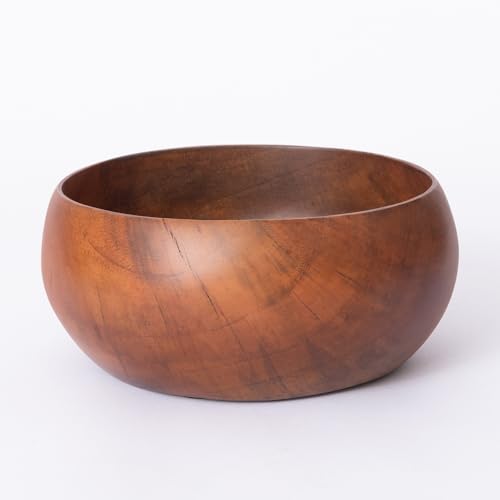 GoCraft Wooden Bowl with Matte Finish – Handcrafted Mango Wood Se...