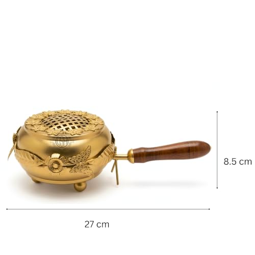 Image of DSH Home Purifying Hand-Loban Incense Burner, Loban Burner with Handle, Dhoop Dhuni Burner Sambrani Dhoop, Resin & Home Office Temple Prayer Butler