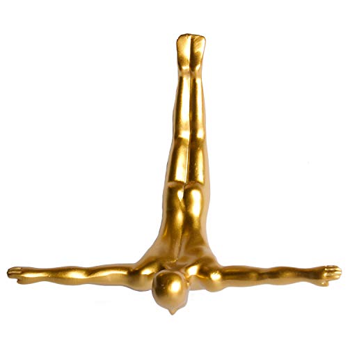 Diver Abstract Wall Art for Home Decor | Quality Polyresin Statues and Sculptures for Modern Wall Decor | Small Motivational Art of Diving Man, Gold