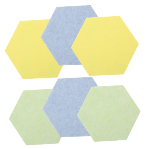 ABOOFAN 6pcs Hexagon Felt Wall Tiles Self-Adhesive Pin Board for Bedrooms Felt Bulletin Board Decor