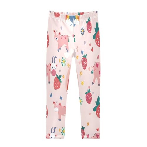 Toddler Girls Leggings Printed Yoga Pants Leggings Strawberry Rainbow Cow for Kids