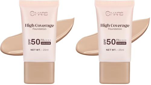 Image of MARS SPF50 PA++++ High Coverage Foundation (25ml) (05-SANDSTONE) | Blemish Free & Blendable Makeup | For All Skin Type | IN-VIVO Tested with 5 Star UVA+UVB Protection Boost Rating (Pack of 2)