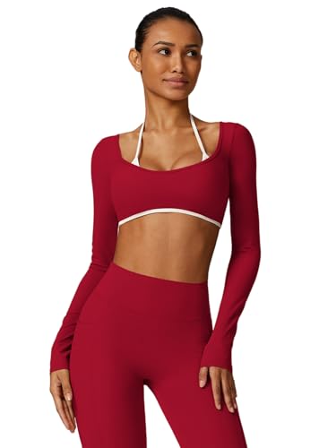 T-shirt de sport manches longues femme yoga gym top compression