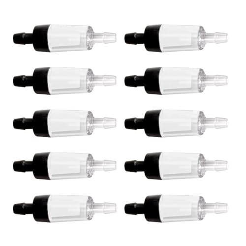 BE-TOOL 10 válvulas de retención de acuario, bombas de aire transparentes unidireccionales de 4 mm, color blanco y negro, válvulas antirretorno, protectores de bomba para tubos de aerolíneas