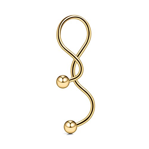 Ruifan Spiral Navel Ring Kit Twister Industrial Ear Belly Ring Barbell 14G 1 1/2Inch (38Mm) 6Pcs - Mix Color #TOP3