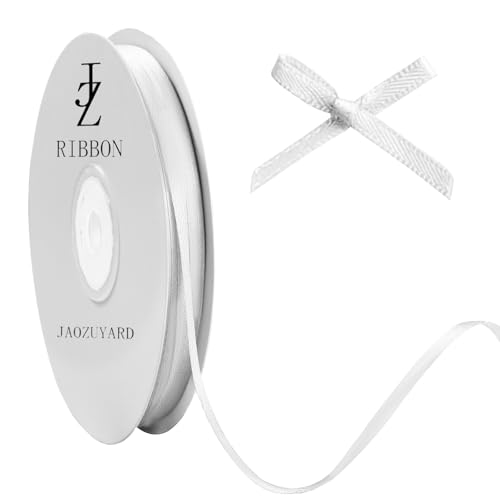 JaoZuyard White Satin Ribbon 1/8 inch x 100 Yards White Silk Ribbon