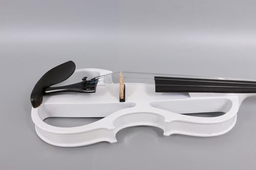 Image of Vetimobato Electric Violin 4 /4 Full Size Solid Wood Silent Violin Set for Adults Beginner Practice Electric Fiddle with Ebony Fittings Hard Case & Bow(4 String White)