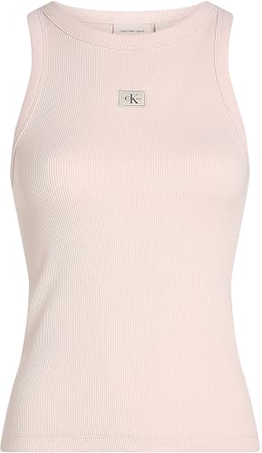 Calvin Klein Damen Tank Top Woven Label Rib Slim Fit, Rosa (Silver Peony), XS – Ansicht 5