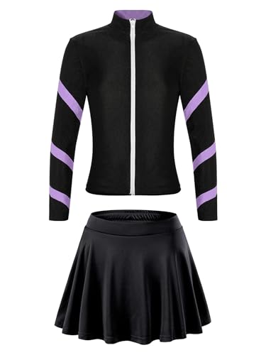Mufeng - Mufeng Ensemble Golf Tennis Fille 2Pcs Vêtement Tenue Tennis Badminton Volleyball Vest à Manches Courtes Jupe de Sport Vêtement Joggings 4-15 Ans Violet Clair 12-13 Ans