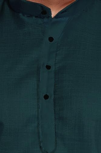Image of DIVISIVE Men's Plain Cotton Blend Linen Slim Fit Kurta Pyjama Set