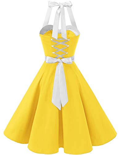 Image of DRESSTELLS Women's Vintage 1950s Cocktail Dress, Retro Tea Party Halter Swing Dresses