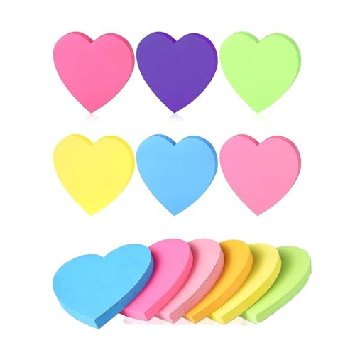 Sticky Notes Set Heart Post It Notes Pack for Office Home School Meeting(6 Pad Random Color)
