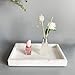 StonePlus Natural Marble Elegant Jewelry Tray Small Stone Organizer for Dressroom/Bathroom/Coffeeshop (Volakas White, Glossy, 9.84Lx5.91Wx1.18H)