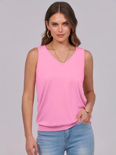 Image of ANRABESS Women Tank Tops Summer V Neck Sleeveless Casual Loose Fit Cute Cami Basic T Shirts Solid Tees 2026 Trendy Outfits