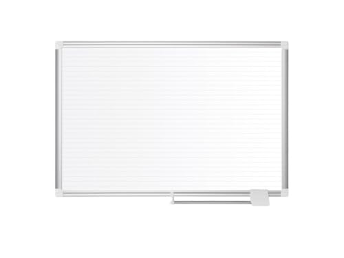 MasterVision Planning Board Magnetic Ruled Dry Erase, 36' x 48', Whiteboard with Aluminum Frame, Grey