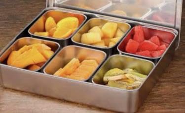 MOUYAT Contenitore per ingredienti in acciaio inox, 6 scomparti