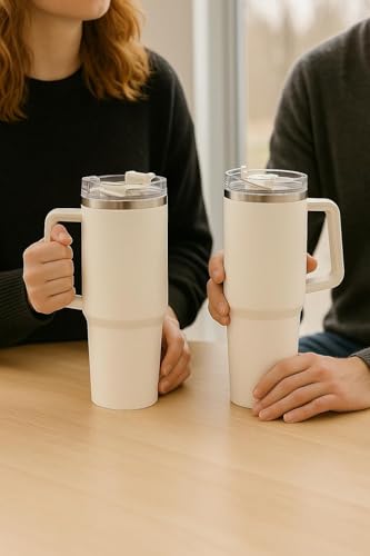 Image of Generic 1200ML Insulated Travel Mug Tumbler with Handle & Straw | Stainless Steel Vacuum Flask | Keeps Drinks Hot for 24Hrs & Cold for 12Hrs | BPA-Free, Leak Resistant, Dishwasher Safe | Multi Color