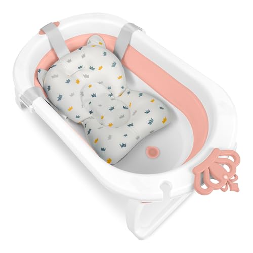 Baignoire bébé pliable stable évite les glissades avec son coussin de bain - 2