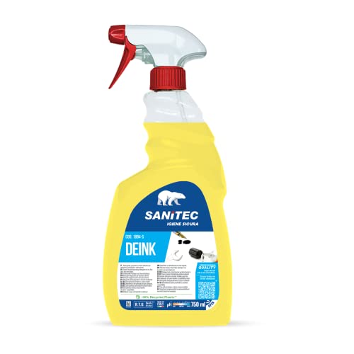 Sanitec, Deink, limpiador perfumado, desengrasante específico y eficaz para tinta, pegamento, grasa y graffiti, limpieza sin enjuague y sin manchas, fabricado en Italia, botella de 750 ml