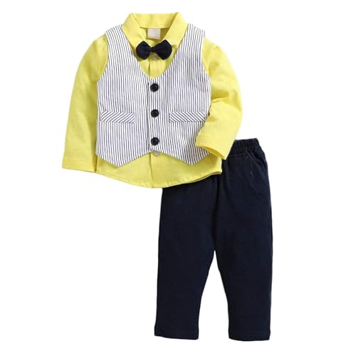 Image of Wish Karo Cotton Clothing Sets For Baby Boys-(bt75ynw Yellow 3-6mths)