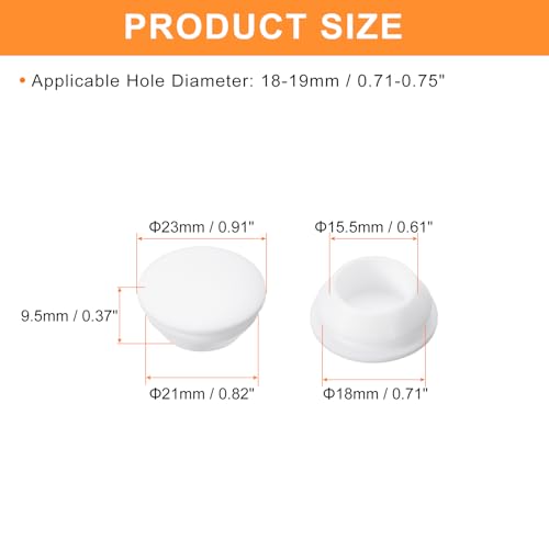 Image of uxcell 16 Pcs Silicone Plugs, Rubber Round Snap in Locking Hole Plugs for 18-19mm Hole, Hole Stoppers Waterproof Hole Plug for Metal Tube, Furniture End Caps Inserts, White