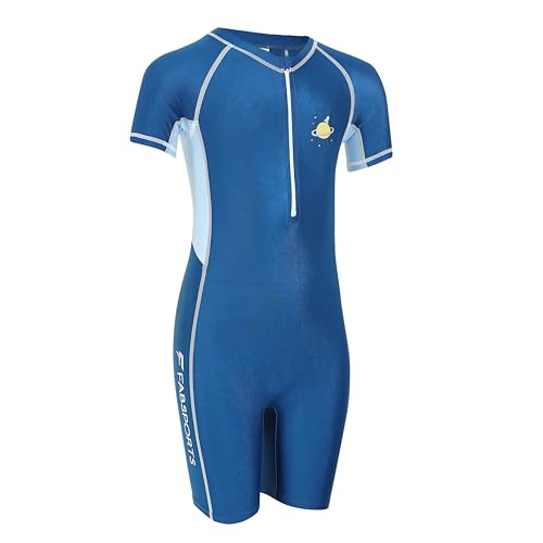 Image of FABSPORTS Kids Swimsuit Set Printed One-Piece Swimwear for Boys & Girls, Half Sleeve Bathing Suit, Comfortable Swimming Costume for Children, 2-12 Years