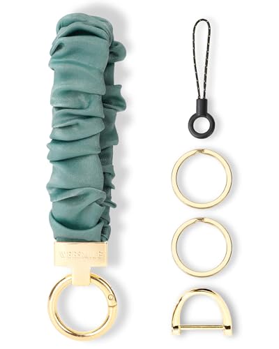 Image of WEESMILE Scrunchie Keychain Wristlet for Car Key Chain with D Key Ring