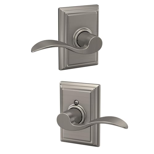 Image of Schlage F10 ACC 619 ADD Accent Door Lever with Addison Trim, Hall & Closet Passage Lock, Satin Nickel
