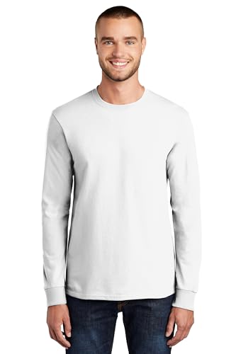 Clothe Co. Mens Heavyweight Cotton Long Sleeve T-Shirt Plain Tee 100% Cotton (Available in Big & Tall)
