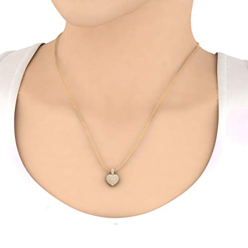 FINEROCK 1/2 Carat Diamond Heart Pendant Necklace in 14K Solid Gold (Silver Chain Included)3