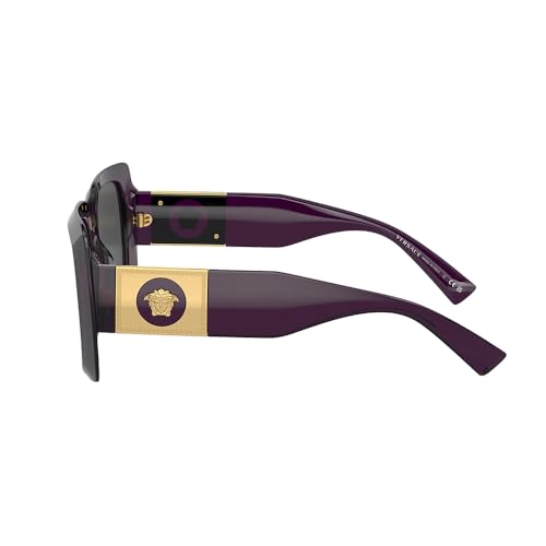 Versace VE 4405 538487 Transparent Purple Plastic Rectangle Sunglasses Grey Lens3