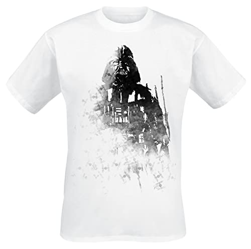 Star Wars Dark Vador - Ink Homme T-Shirt Manches Courtes Blanc M 100% Coton Regular/Coupe Standard